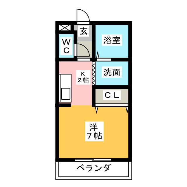 リエス掛川B(ワンルーム/1階)の間取り写真