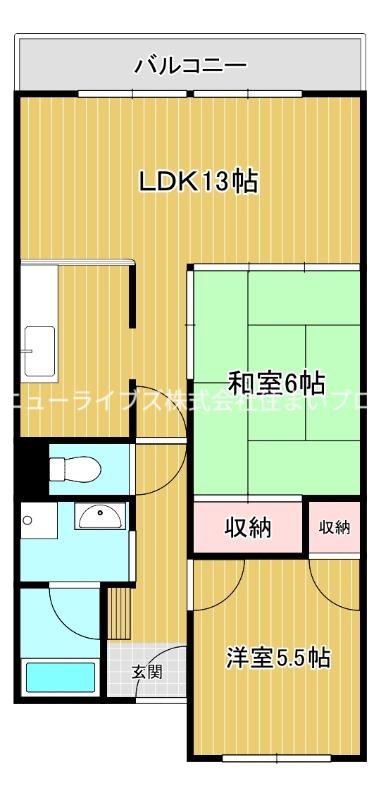 ラリヴィエール古川橋(2LDK/5階)の間取り写真