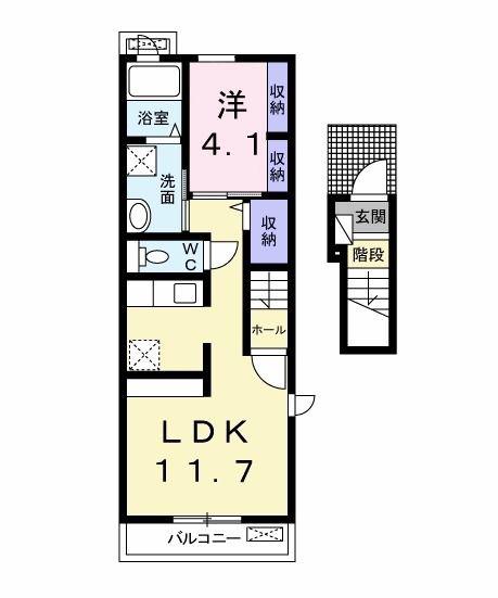 クオーレ M(1LDK/2階)の間取り写真