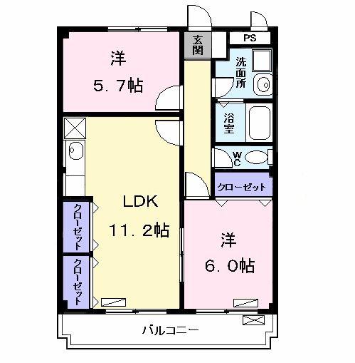 サザンウインドパートIII(2LDK/3階)の間取り写真