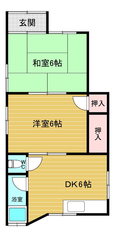 木戸ハイツ(2DK/2階)の間取り写真