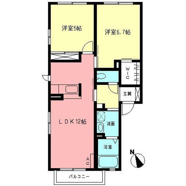 ボナールII(2LDK/1階)の間取り写真