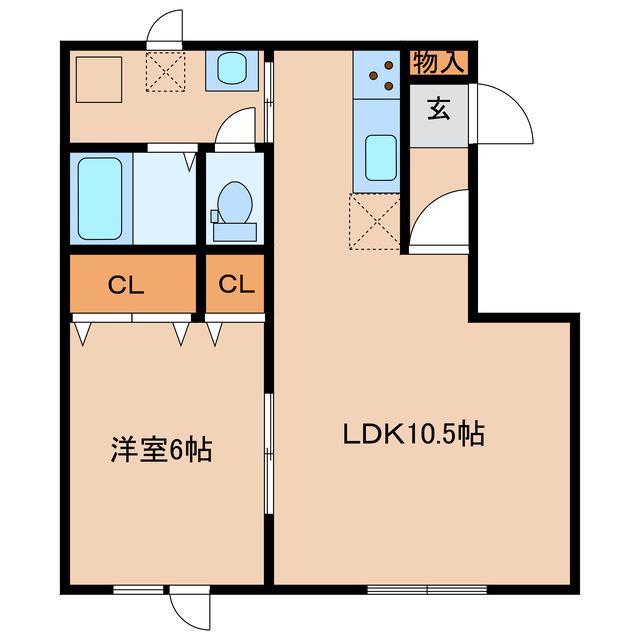 BLANC(1LDK/2階)の間取り写真