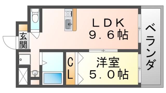 第1関根マンション(1LDK/10階)の間取り写真