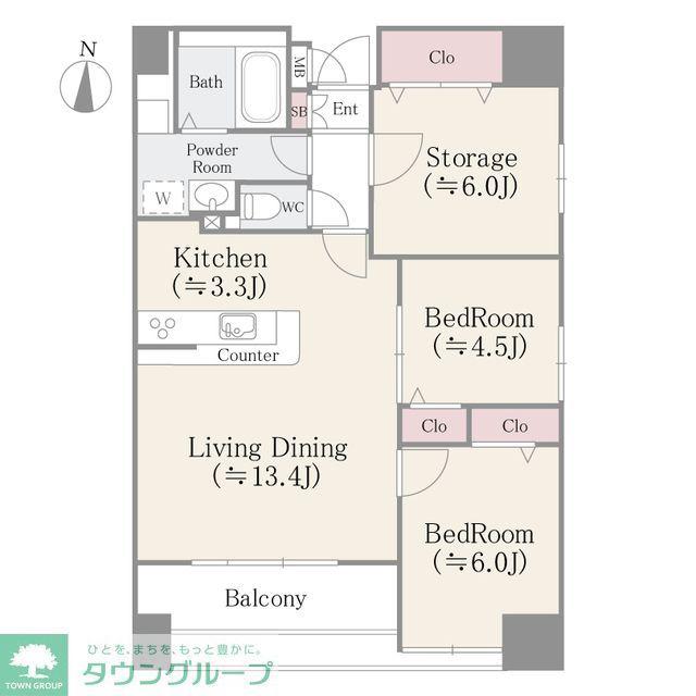 クレアールフレスカ(2LDK/14階)の間取り写真