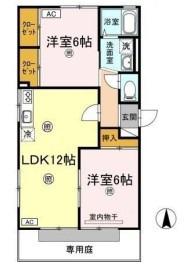 楠小路 C棟(2LDK/1階)の間取り写真