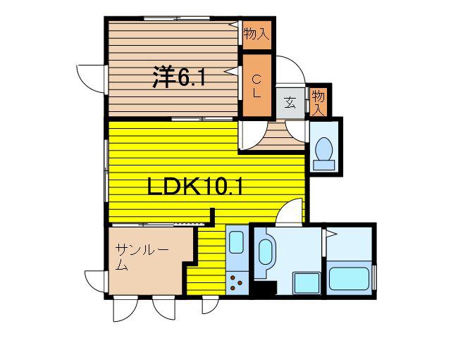 ル・レーヴ(1LDK/1階)の間取り写真