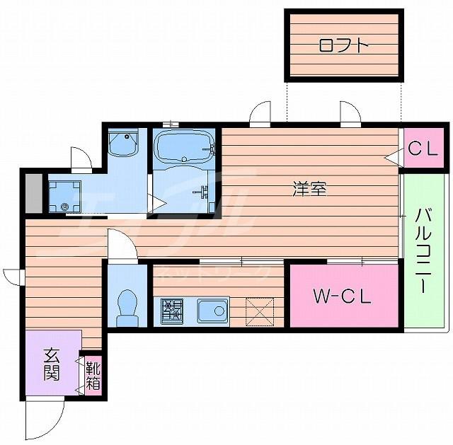 カンフォーラ朝日が丘(1K/1階)の間取り写真