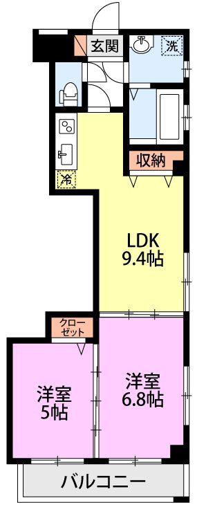 アルコバレーノチュウオウ(2LDK/6階)の間取り写真
