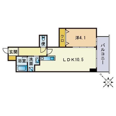 リバーフェイス博多(1LDK/12階)の間取り写真