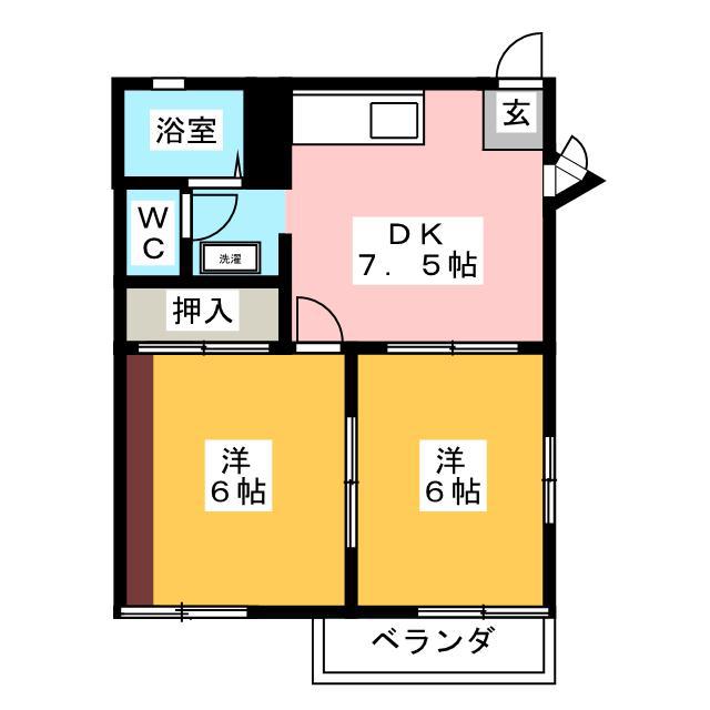 フローラサノA(2DK/1階)の間取り写真