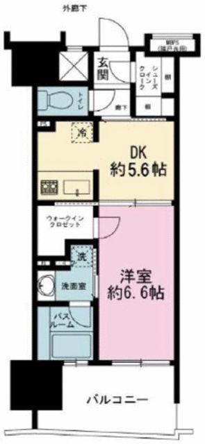 ライオンズ千代田三崎町(1DK/14階)の間取り写真