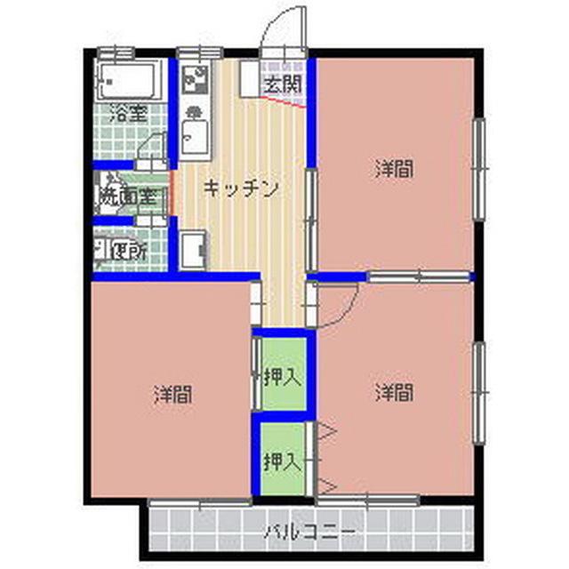 ハイム梅里B(3DK/2階)の間取り写真