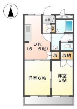 グローリアス行橋(2DK/1階)の間取り写真