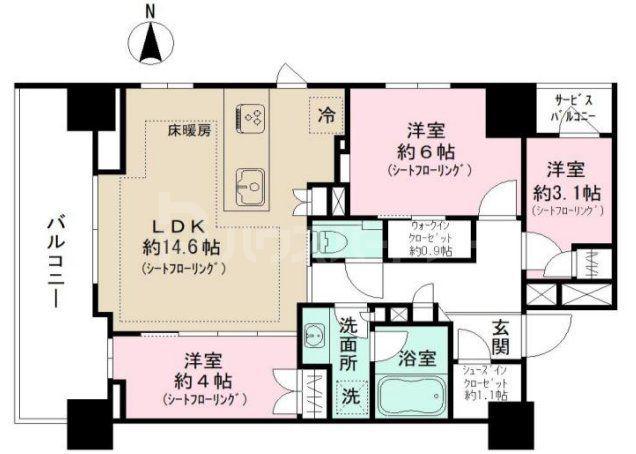 オーベルアーバンツ秋葉原(3LDK/6階)の間取り写真