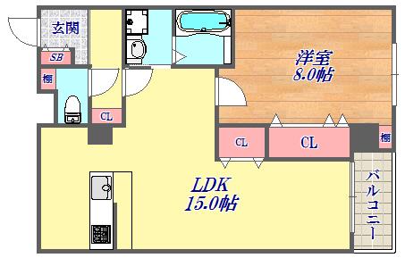 ワコーレアルテ上筒井(1LDK/2階)の間取り写真