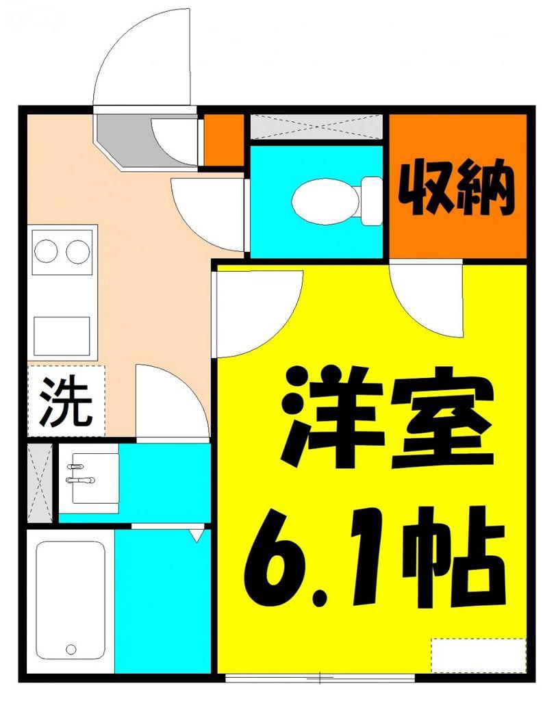 K スリー(1K/2階)の間取り写真