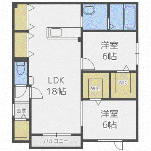 グランコート(2LDK/3階)の間取り写真