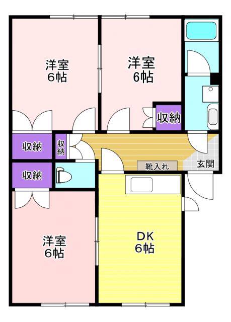 ネオハイツ北滝沢A棟(3DK/1階)の間取り写真