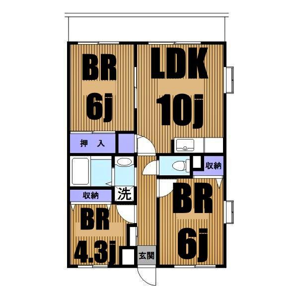 ベイコート山室(3LDK/6階)の間取り写真