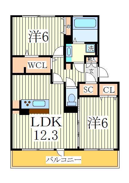 リヴェール南流山A(2LDK/3階)の間取り写真
