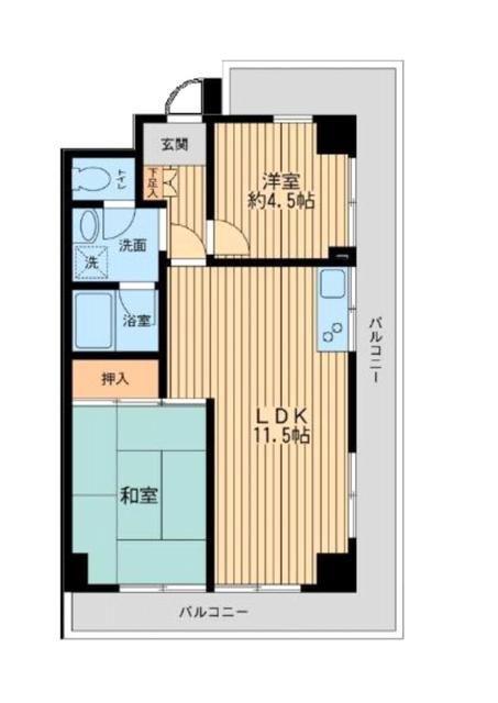 入間市駅前ビル(2LDK/3階)の間取り写真