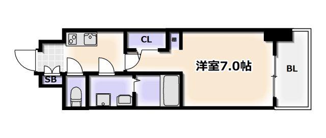 S-RESIDENCE難波大国町TRES(1K/6階)の間取り写真