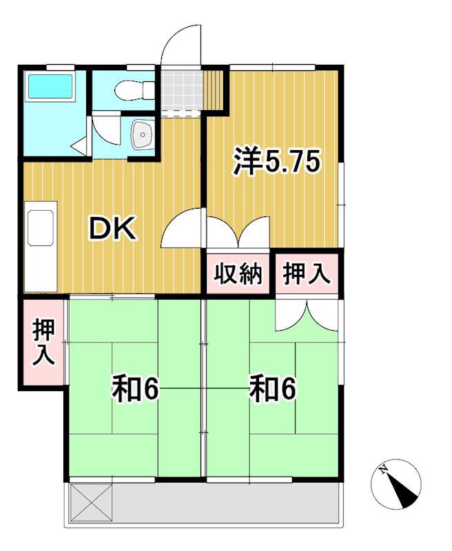 ファインハイツアラヤ(3DK/2階)の間取り写真