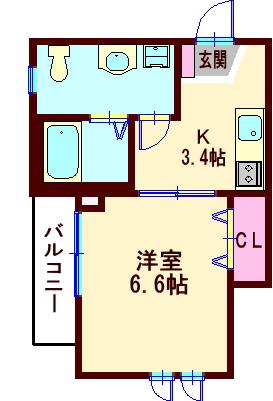 QUENT 8111(1K/2階)の間取り写真