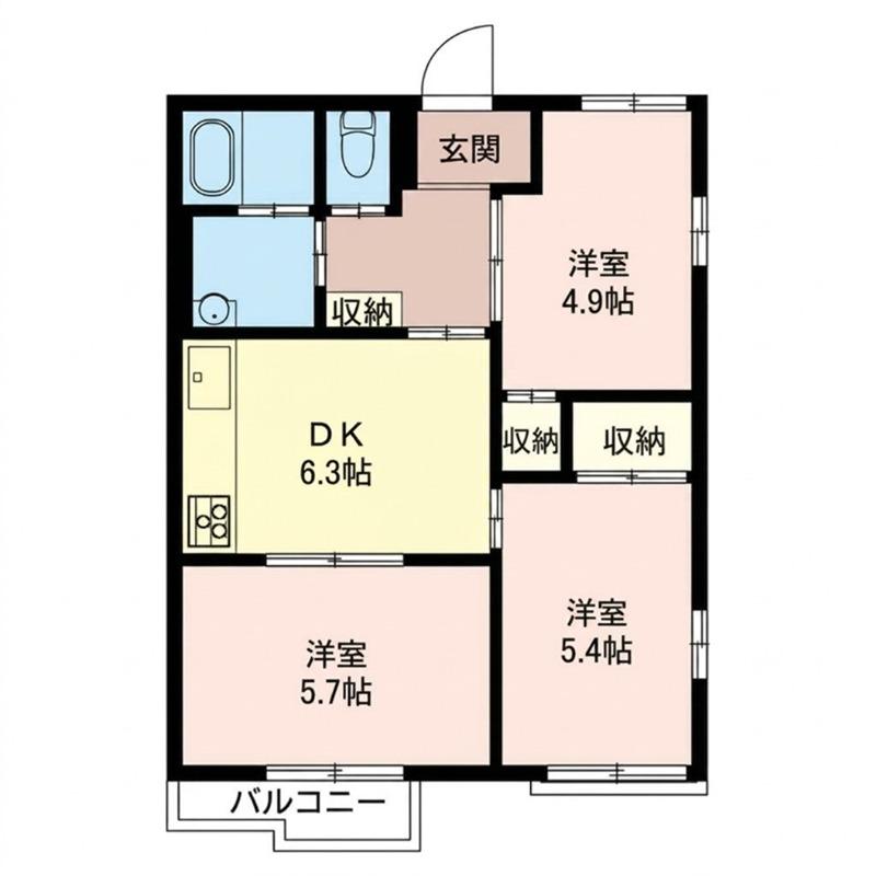 リバーハイム(3DK/1階)の間取り写真