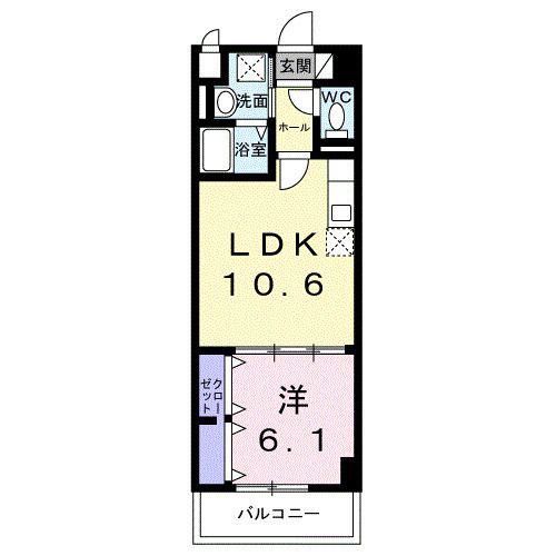 ヴァンベェール25(1LDK/4階)の間取り写真