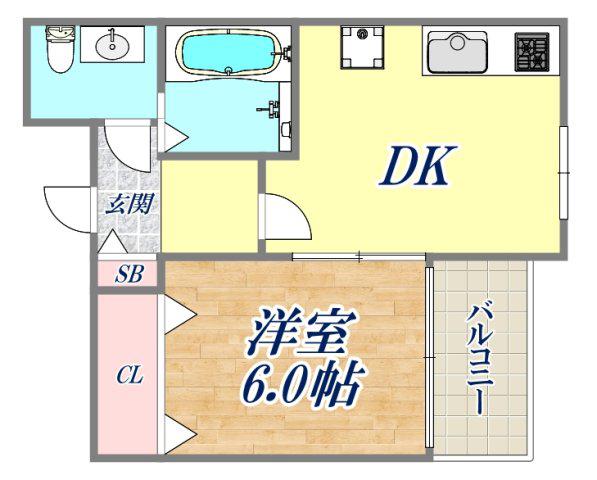 ビルボード芦屋(1DK/3階)の間取り写真