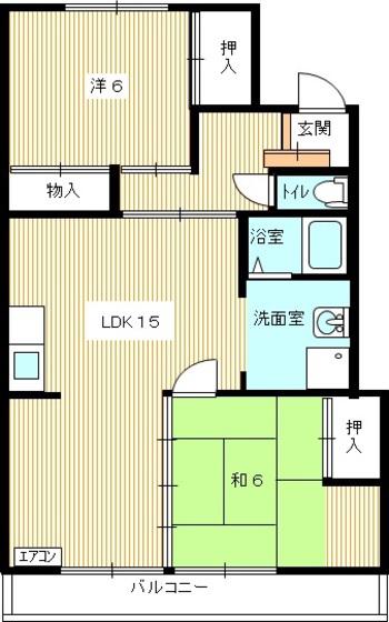 シャトレー長府(2LDK/3階)の間取り写真