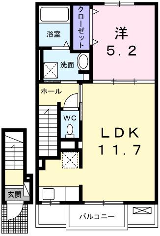 ラッフィナート・リアン城北B棟(1LDK/2階)の間取り写真