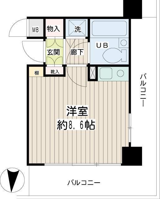 鶴見東パークホームズ(ワンルーム/5階)の間取り写真