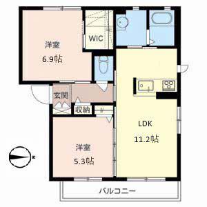 シャーメゾン フルール(2LDK/2階)の間取り写真
