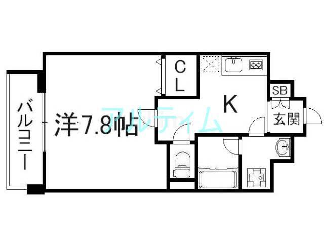 ベラジオ五条堀川III(1K/6階)の間取り写真