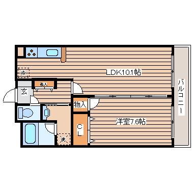 310エスベランサ(1LDK/2階)の間取り写真