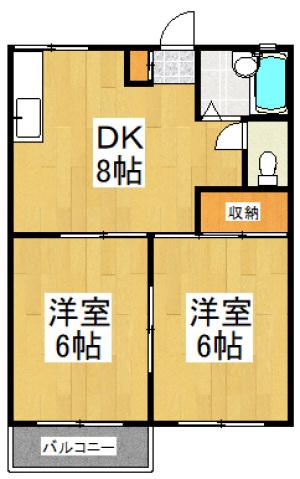 ウォーターパーク塚本B-III(2DK/1階)の間取り写真