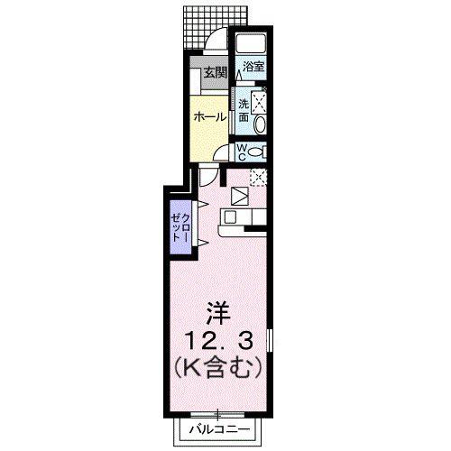 ウィスティリアII(ワンルーム/1階)の間取り写真
