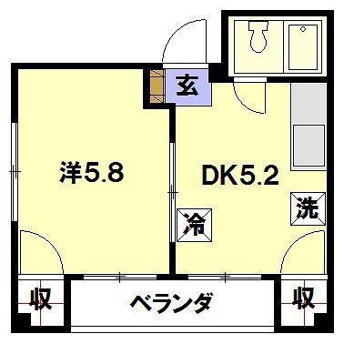 野口ビル(1DK/4階)の間取り写真
