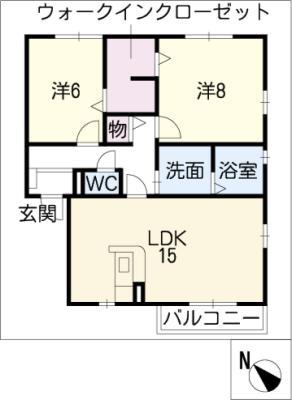 パークハウス平針(2LDK/2階)の間取り写真
