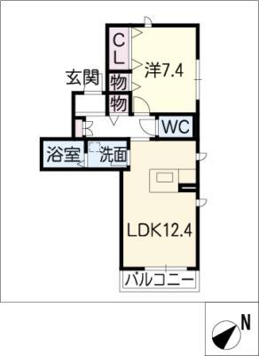 シャトール八田(1LDK/1階)の間取り写真