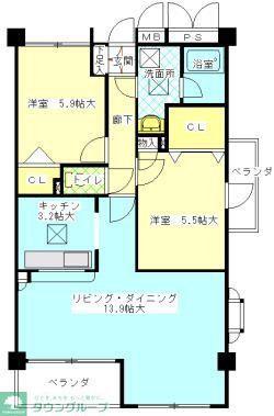 ヌーベルバーグ常盤平(2LDK/4階)の間取り写真