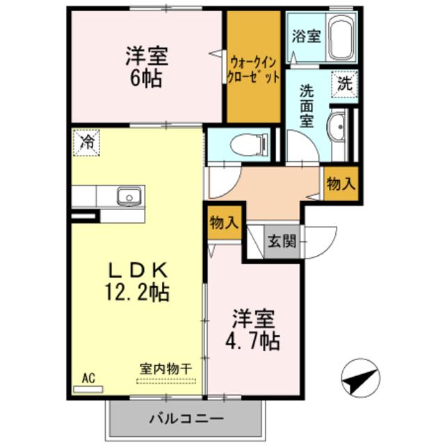 ブルーフローラ(2LDK/3階)の間取り写真