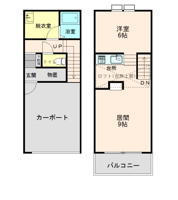 A.M.S東(1LDK/1階)の間取り写真