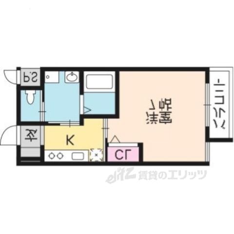 キャソレット二條古城町(1K/1階)の間取り写真