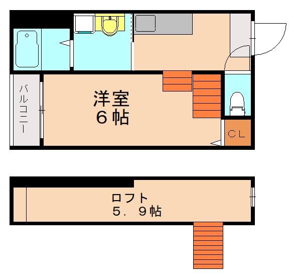 IO CUBE(ワンルーム/1階)の間取り写真