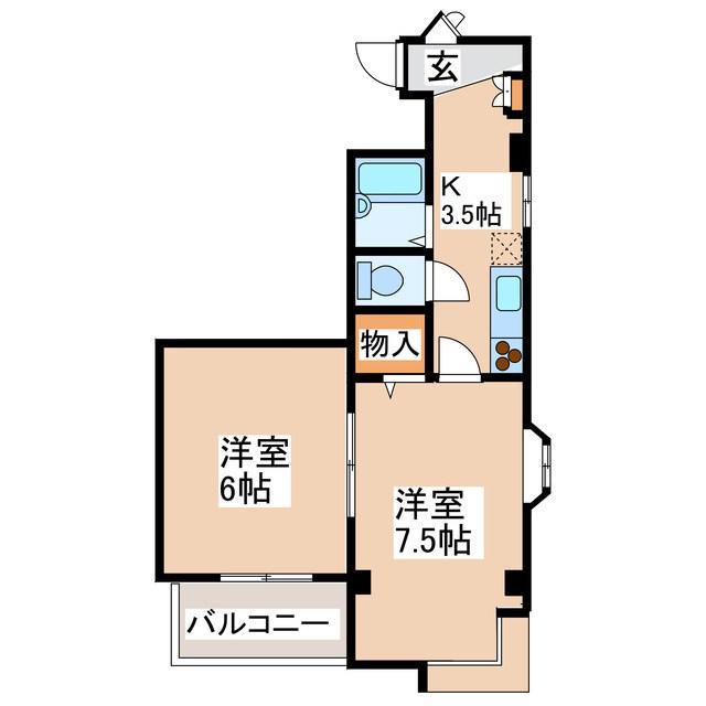 レジデンス923上諏訪(2K/4階)の間取り写真