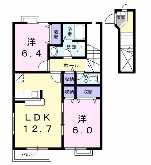 エルガーデン(2LDK/2階)の間取り写真
